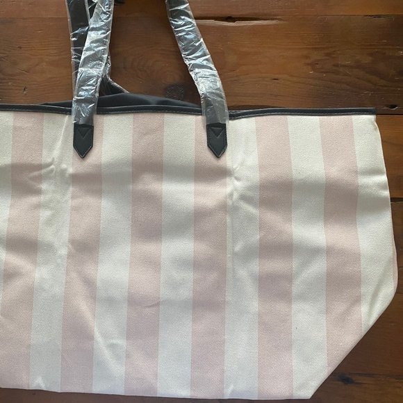 Victoria's Secret Pink/Light Cream Stripe Tote Bag - NWT - Picture 3 of 7